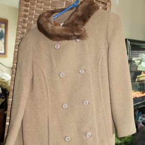 Circa 1950 Wool Coat with Mink Collar